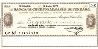 Italie 50 Lire ITALIEN - FERRARA - KREDITBANK - 50 LIRE - 1977 -