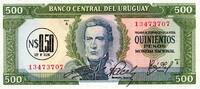 Uruguay 500 Pesos URUGUAY - PICK 54 – 0,50 NUEVO PESO AUF 500 PESOS – UNDATE (1975) -