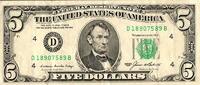 Etats-Unis 5 Dollars VEREINIGTE STAATEN VON AMERIKA - PICK 475 - 5 DOLLARS 1985 'D' -