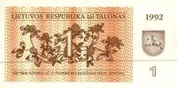 Lituanie 1 Talonas Litauen - PICK 39 - 1 TALONAS - 1992 -