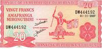 Burundi 20 Francs BURUNDI - PICK 27 d - 20 FRANCS - 01/11/2007 -