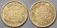 Maroc 10 Francs MAROKKO - 10 FRANCS - AH 1371 -