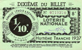 France FRANKREICH - 80 - AMIENS - NATIONALE LOTTERIE - 1/10 - LENOIR UND BERNARD BANK - 1937 -