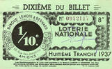 France FRANKREICH - 80 - AMIENS - NATIONALE LOTTERIE - 1/10 - LENOIR UND BERNARD BANK - 1937 -