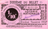 France FRANKREICH - 80 - AMIENS - NATIONALE LOTTERIE - 1/10 - LENOIR UND BERNARD BANK - 1937 -