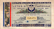 France Französische Republik – Nationale Lotterie – 100 Francs – 4. Rang – 1934 -