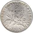Frankreich  2 Francs Semeuse - 1918 - Silver II / VZ