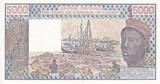 Staaten von Westafrika 1982 5000 Francs 1985 - Woman, fish, boat - Serial W.4 - XF+ - P.108Ai II / VZ+