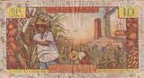Französischen Antillen  10 Francs - Girl, sugar cane - ND (1964) - Serial H.7 - P.8b IV / S+