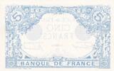 Frankreich 1912 5 Francs - Blue - 08-08-1912 - Serial Y.763 I / ST