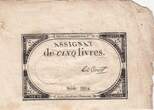 Frankreich  5 Livres - 10 Brumaire An II (31.10.1793) - Sign. Le Court - Serial 8662 II / VZ