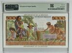 Réunion  5000 Francs - Schoelcher - Overloaded 100 NF - 1967 - Serial K.141 - PMG 66 EPQ I / ST