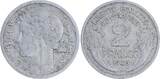 Frankreich  2 Francs Laureate head - 1945 B IV / S+