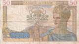 Frankreich 1939 50 Francs Ceres - 10-08-1939 - Serial T.10729 IV / S+