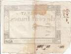 Frankreich  100 Francs - 18 Nivose An III - (07.01.1795) - Sign. Oudry - Serial 3920 III / SS