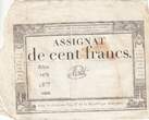 Frankreich  100 Francs - 18 Nivose An III - (07.01.1795) - Sign. Oudry - Serial 3920 III / SS
