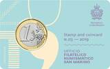 San Marino 1 euro 2019 2 Euros 2018 - Coincard n°02 + Stamp I / ST