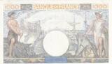 Frankreich 1940 1000 Francs - Commerce and Industry - 24-10-1940 - Serial D.321 I- / VZ+ / VZ-ST