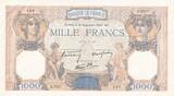Frankreich 1939 1000 Francs - Ceres and Mercury - 21-09-1939 - Serial J.7517 I- / VZ+ / VZ-ST