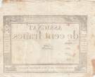 Frankreich  100 Francs - 18 Nivose An III - (07.01.1795) - Sign. Saxy - Serial 461 III / SS