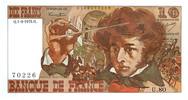 Frankreich 10 francs 10 Francs Berlioz - 01-08-1974 Serial U.80-70226 -