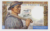 Frankreich 10 francs 10 Francs Miner - 15-10-1942 Serial Q.11 - AU -
