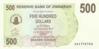 Simbabwe 500 dollar 500 Dollar Dam, tigerfish - 2006 -