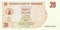 Simbabwe 20 dollars 20 Dollars - Chiremba - Brown and orange - Waterfall - 2006 -