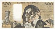 Frankreich 500 francs 500 Francs Pascal - 02-01-1969 - Serial N. 12 -