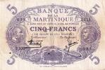 Martinique 5 francs 5 Francs - Cabasson - Violet - 1901 (1934) - Serial X.283 - P.6 -