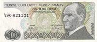 Türkei 10 turk lirasi 10 Turk Lirasi - Pdt Ataturk - ND (1980) - Serial A - P.193 -