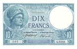 Frankreich 10 francs 10 Francs Minerva - 19-03-1918 - Serial Q.5388 -
