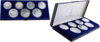 Russland roubles Set 7 Silver Coins XXII Moscow Olympic Games 1980 - without certificate - scratched box -