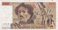 Frankreich 100 francs 100 Francs Delacroix - 1978 - Serial T.4 - Fay.69.1c -