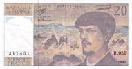 Frankreich 20 francs 20 Francs - Debussy - 1987 - Serial X.019 -