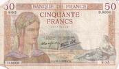 Frankreich 1938 50 Francs Ceres - 31-03-1938 - Serial D.8008 IV / S+