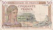 Frankreich 1939 50 Francs Ceres - 21-12-1939 - Serial T.11726 III / SS