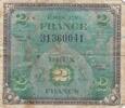 Frankreich  2 Francs Allied Military Currency (Flag) - 1944 No Serial - F IV / S