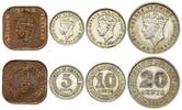 Malaya cents Serial of 4 coins Malaya - George VI - Various years and conditions -