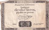 Frankreich 10 livres 10 Livres Black on white Watermark Republique (24-10-1792) - Sign. Taisaud - Serial 14636 -