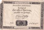 Frankreich 10 livres 10 Livres Black on white Watermark Republique (24-10-1792) - Sign. Taisaud - Serial 14364 -