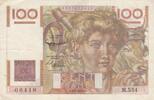 Frankreich 100 francs 100 Francs - Young farmer - Inverse watermark - 06-08-1953 - Serial M.554 - P.128 -