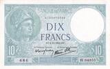 Frankreich 10 francs 10 Francs Minerva - 04-12-1941 - Serial W.84955 -