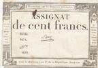 Frankreich  100 Francs - 18 Nivose An III - (07.01.1795) - Sign. Saxy - Serial 1071 III / SS