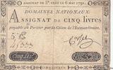 Frankreich 5 livres 5 Pounds - 06-05-1791 - Sign. Corsel - Serial 5E -