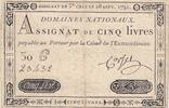 Frankreich 5 livres 5 Pounds - 28-09-1791 - Sign. Corsel - Serial 30G -