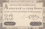 Frankreich 5 livres 5 Pounds - 01-11-1791 - Sign. Corsel - Serial 73A -