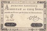 Frankreich 5 livres 5 Pounds - 01-11-1791 - Sign. Corsel - Serial 54G -