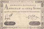 Frankreich 5 livres 5 Pounds - 01-11-1791 - Sign. Corsel - Serial 45F -