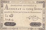 Frankreich 5 livres 5 Pounds - 01-11-1791 - Sign. Corsel - Serial 51D -